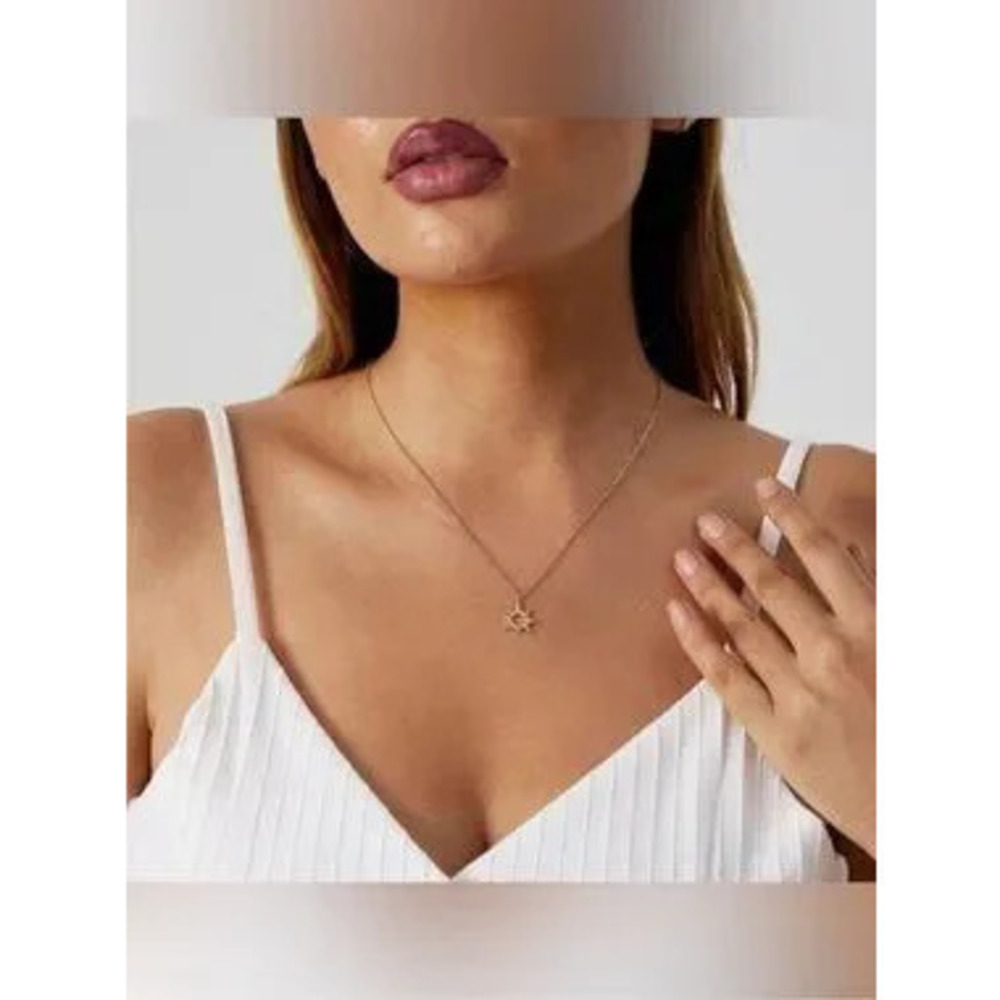 14k Gold Plated Hollow Sun Pendant Necklace
